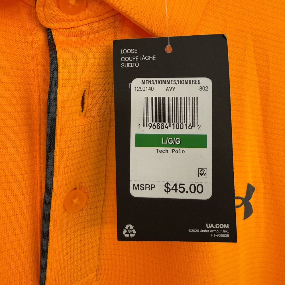 Under Armour Men's Bright Orange Polo - Picture 2 of 4